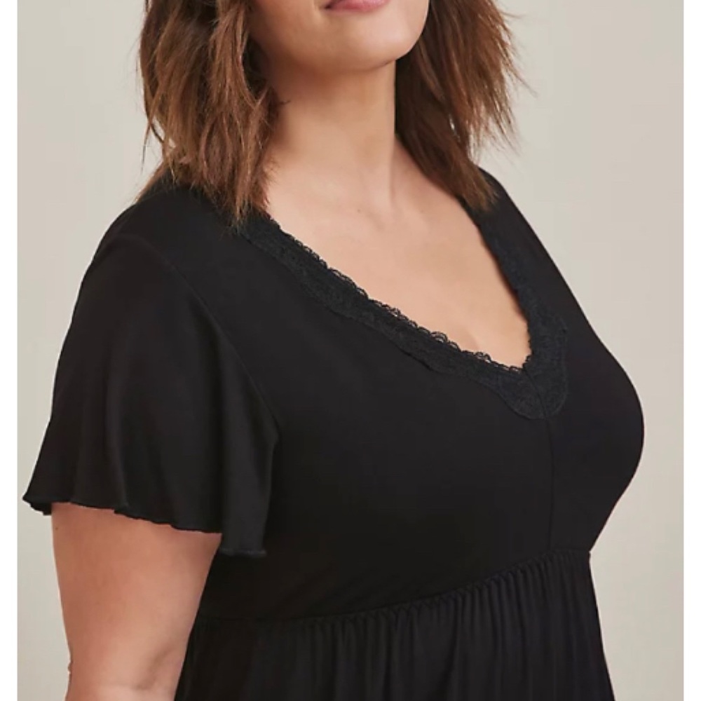 🆕 Black Super Soft Lace Trim Sleep Dress 3 3X 22 24 NWT Torrid New! Pyjamas PJ - Picture 4 of 8